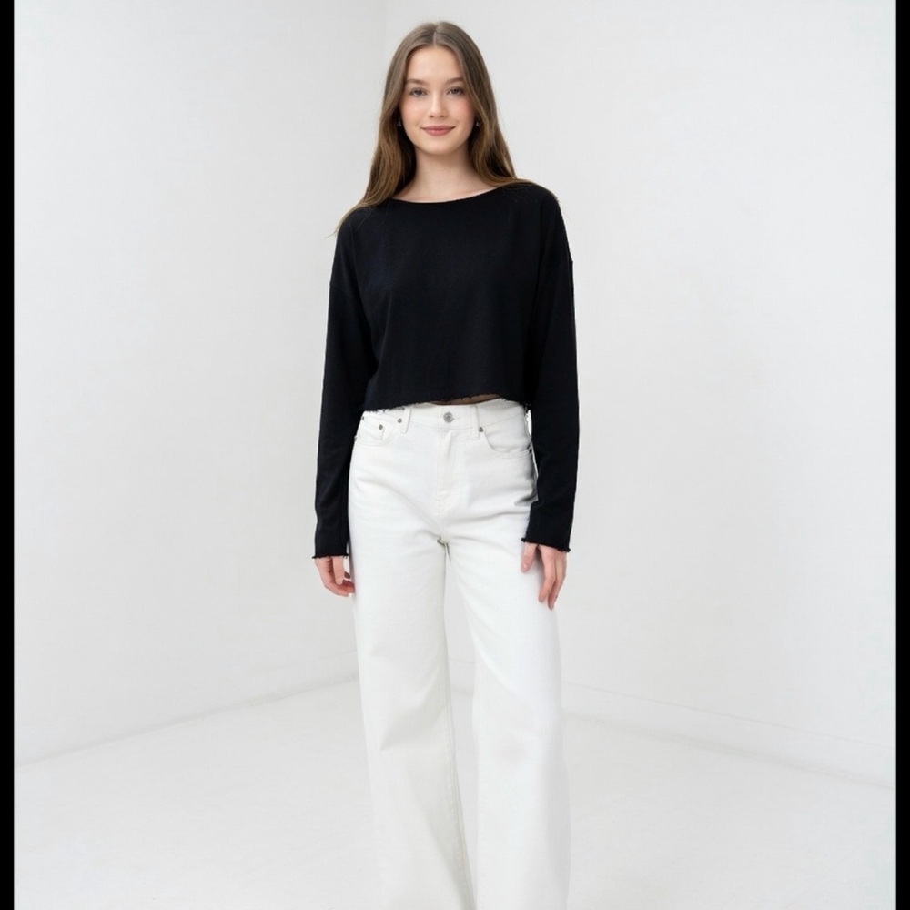 Zara Black Long Sleeve Crop Top